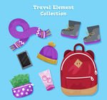 紫色冬季旅行物品