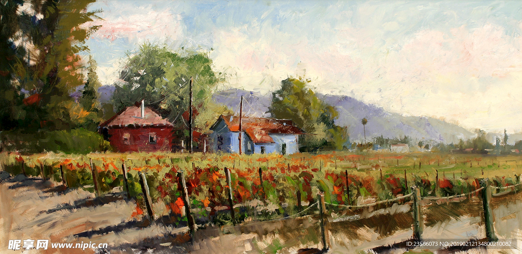 精美山水风景田园油画装饰画