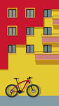 自行车 红墙 黄墙 窗户 窗台