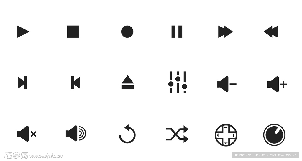 18款音乐控制UI图标PS合集