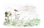 野草地里的美少女图片