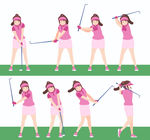8款创意高尔夫女子动作矢量图
