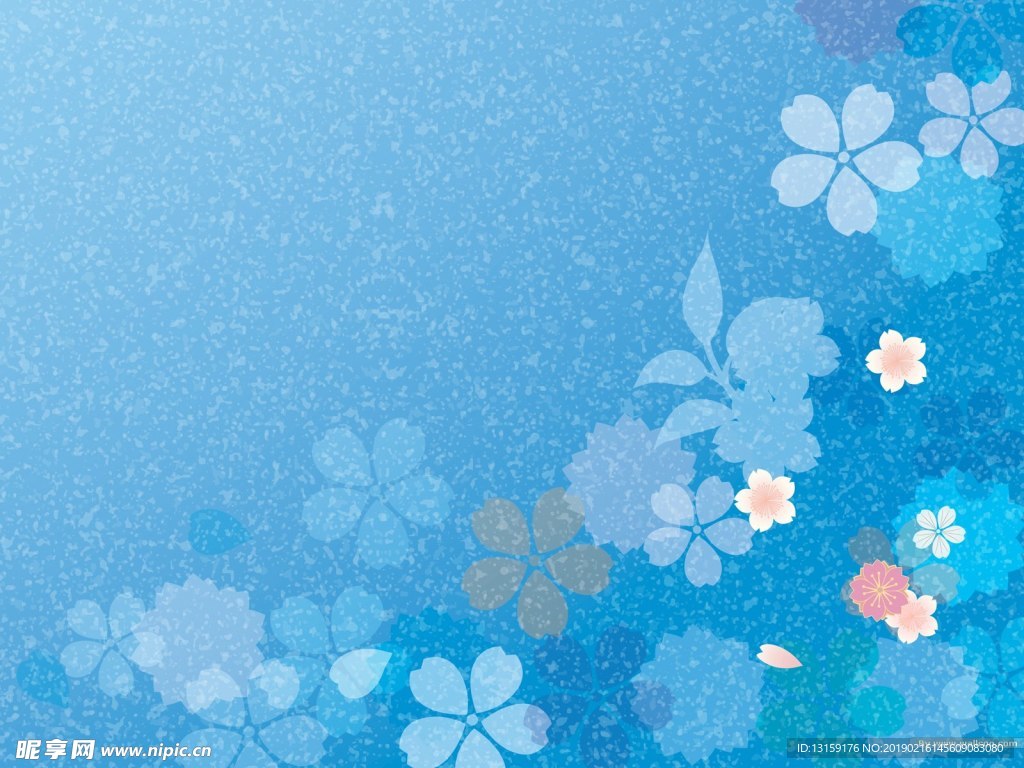 蓝色恬静花朵背景