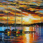 炫彩海景夜景油画装饰画