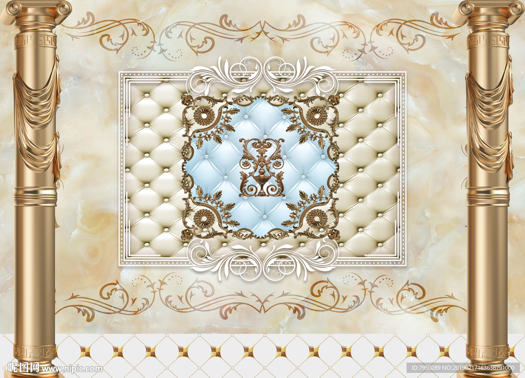 欧式罗马柱背景墙