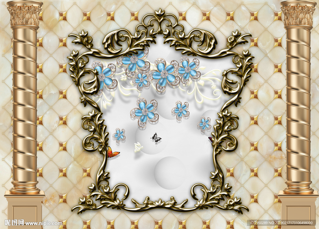 欧式罗马柱背景墙