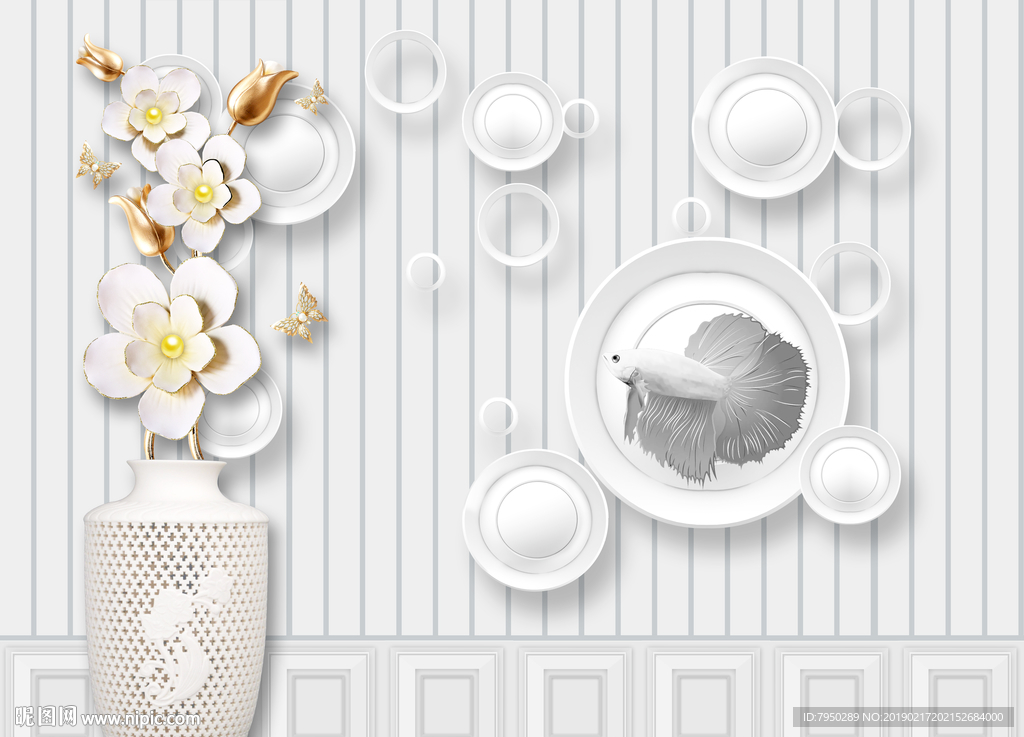 现代简约时尚浮雕背景墙