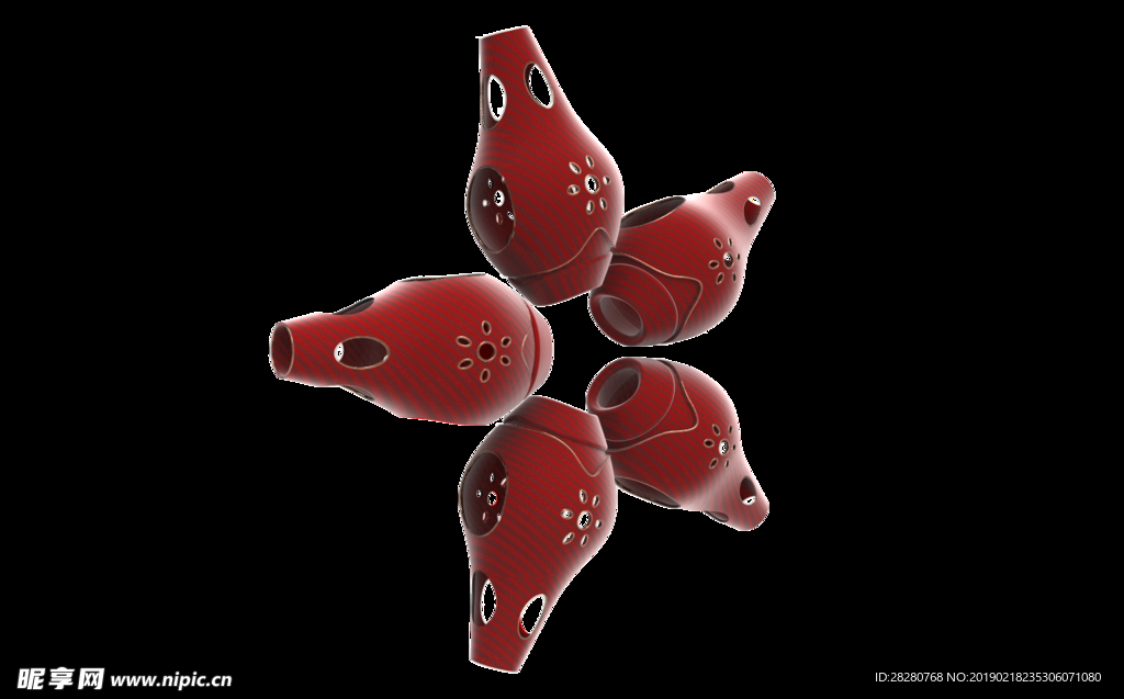 3D立体暗红色花朵形象