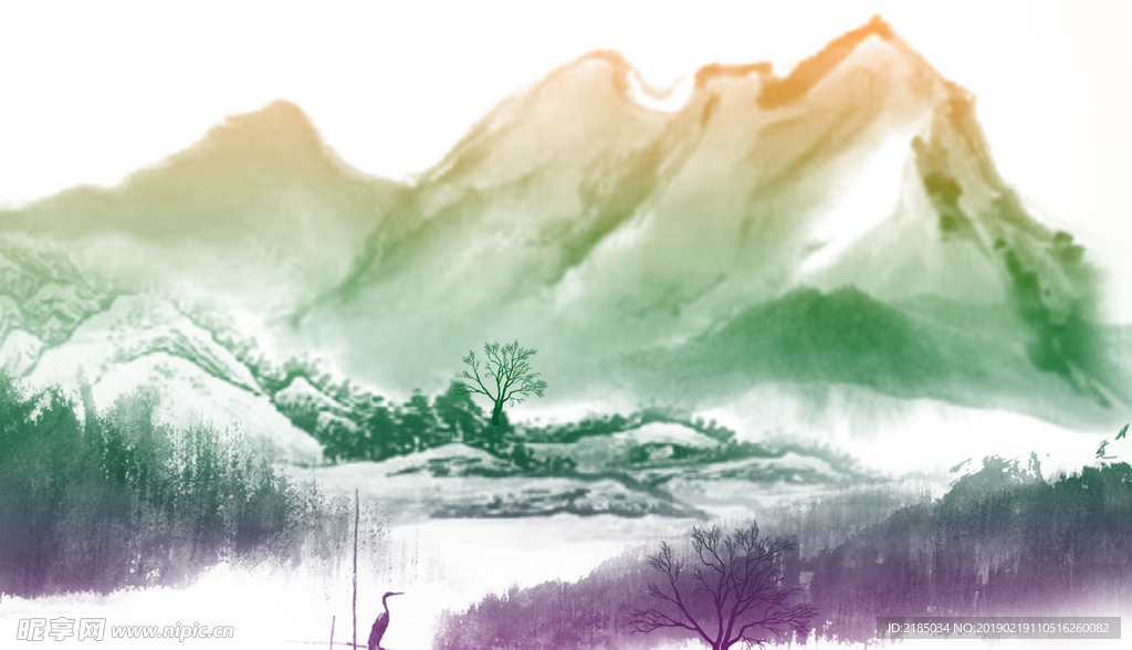水墨山