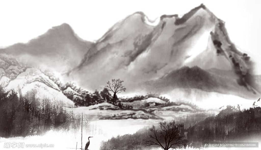水墨山