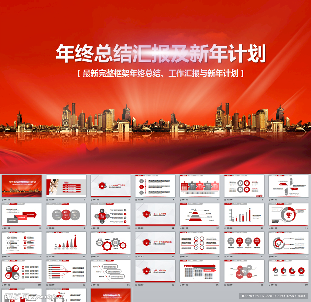 2019年终总结新年计划PPT