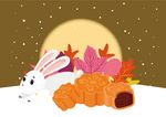 下雪中秋月饼兔子