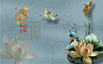 富贵立体花朵背景墙浮雕玉雕
