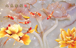 富贵立体花朵背景墙浮雕玉雕