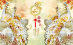 富贵立体花朵背景墙浮雕玉雕