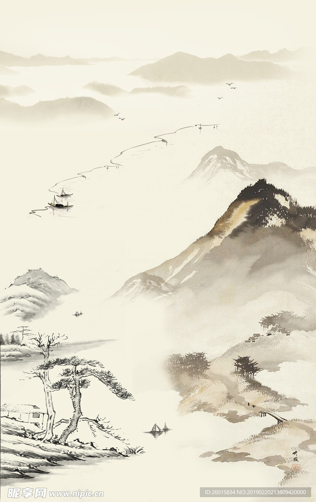 水墨山水画