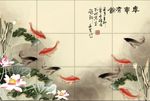 水莲花年年有余背景墙