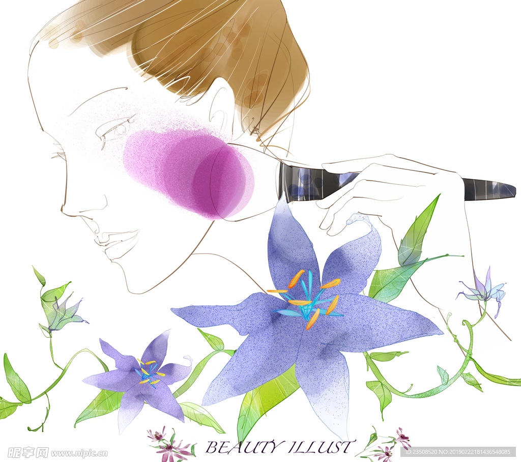 化妆女孩插画