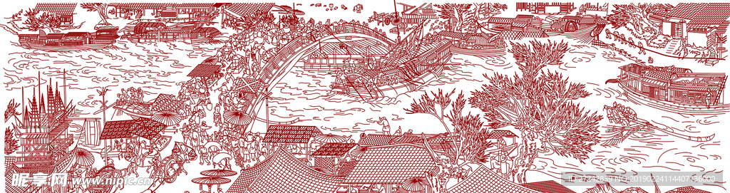 清明上河图线条画