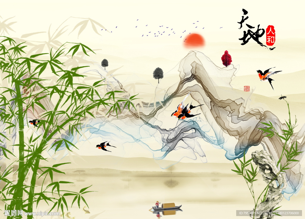 新中式背景墙 新中式 背景墙