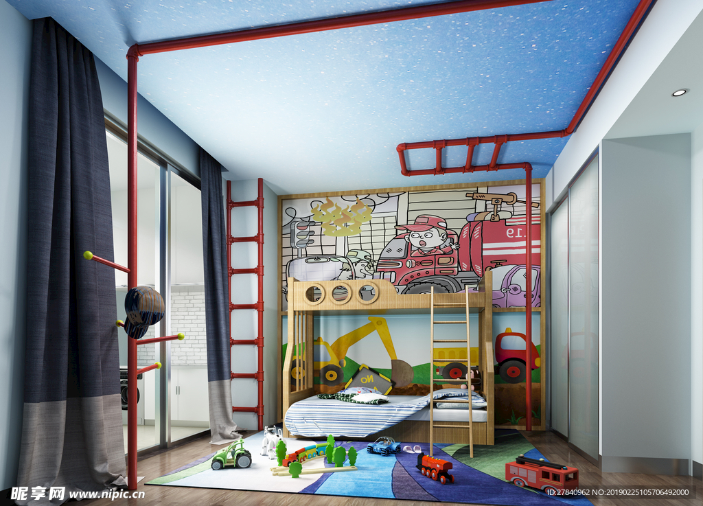 儿童房效果图3D模型