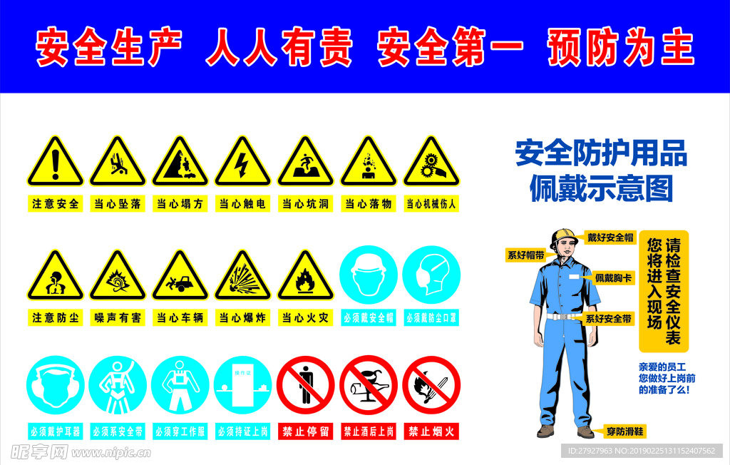 安全防护用品佩戴警示图