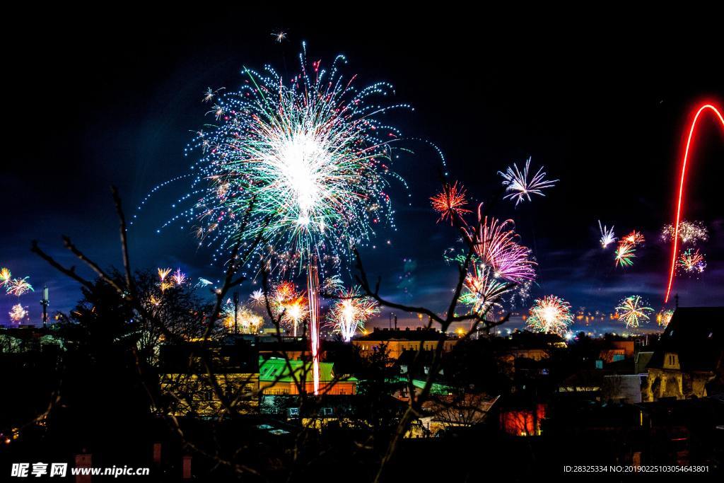 烟花夜景