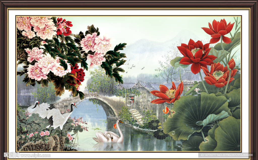 国画荷花牡丹