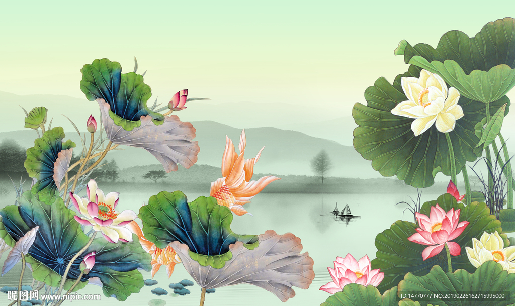 国画荷花