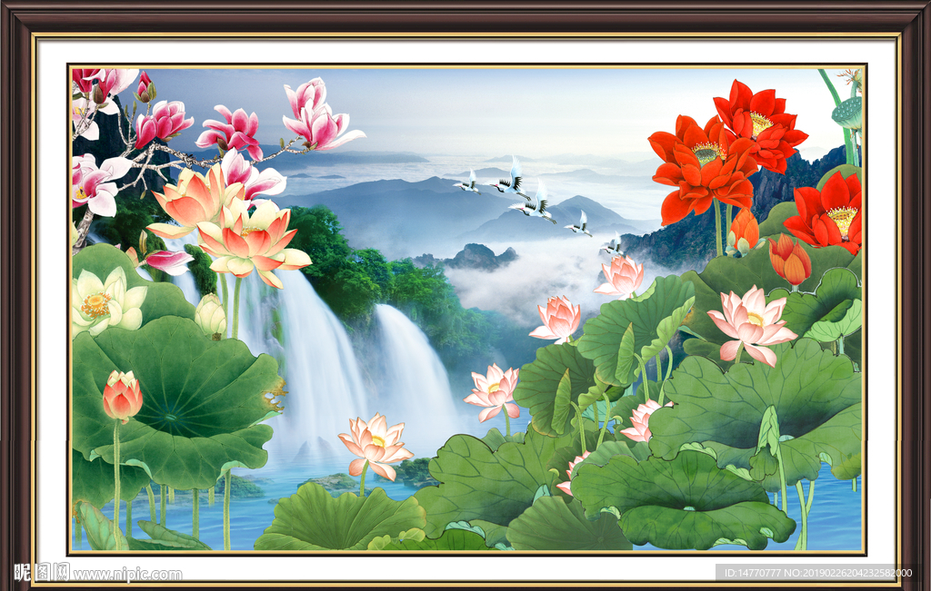 荷花山水风景