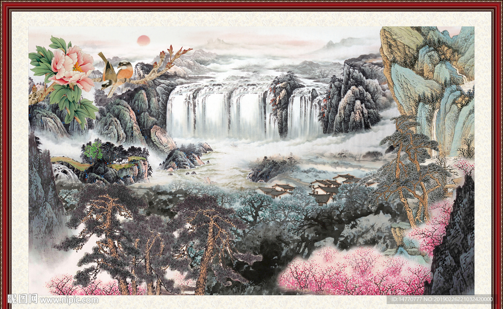 山清水秀国画