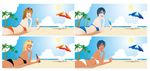 沙滩美女矢量