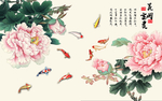 富贵立体花朵背景墙浮雕玉雕
