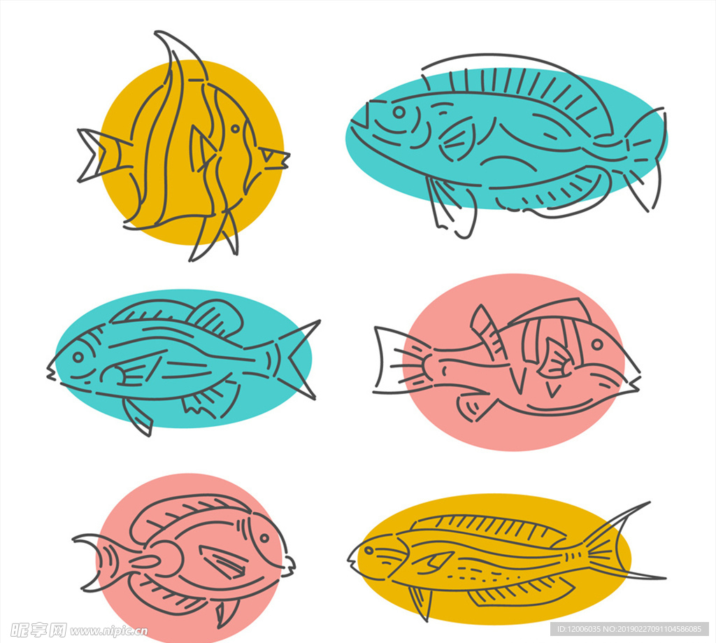 鱼类手绘插画海洋生物手绘图片素材-编号29319284-图行天下