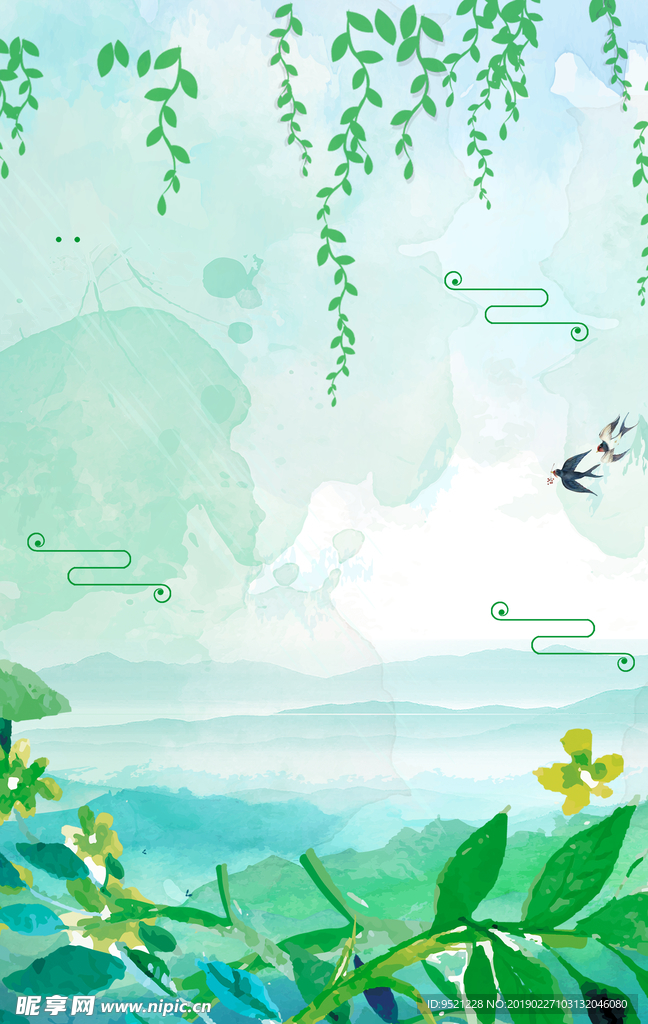 清新手绘立春背景