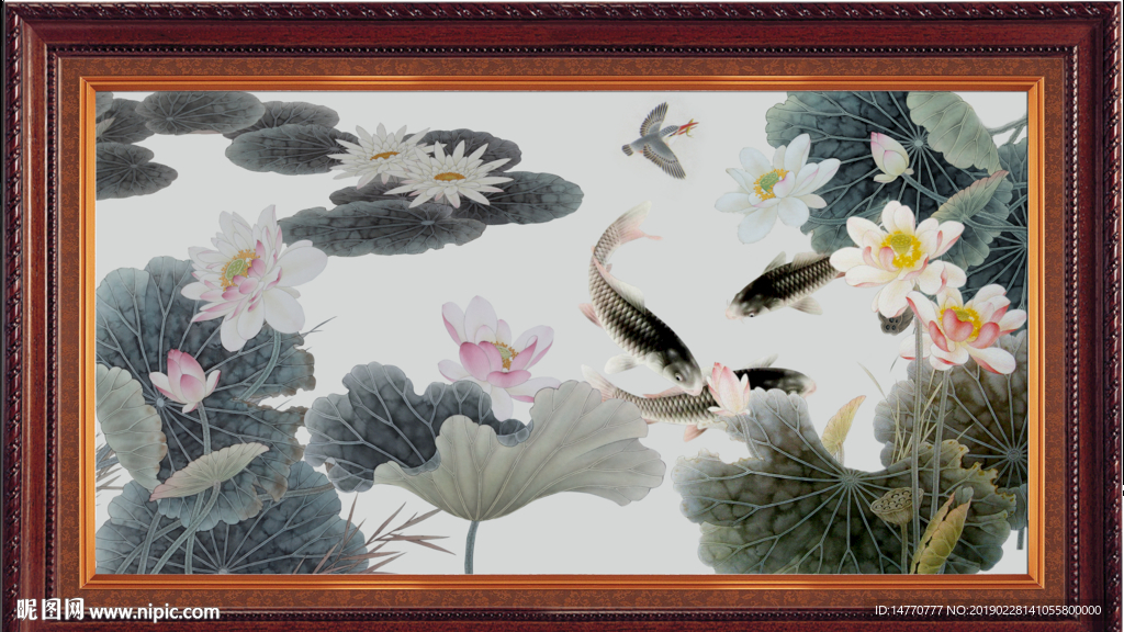 荷花国画