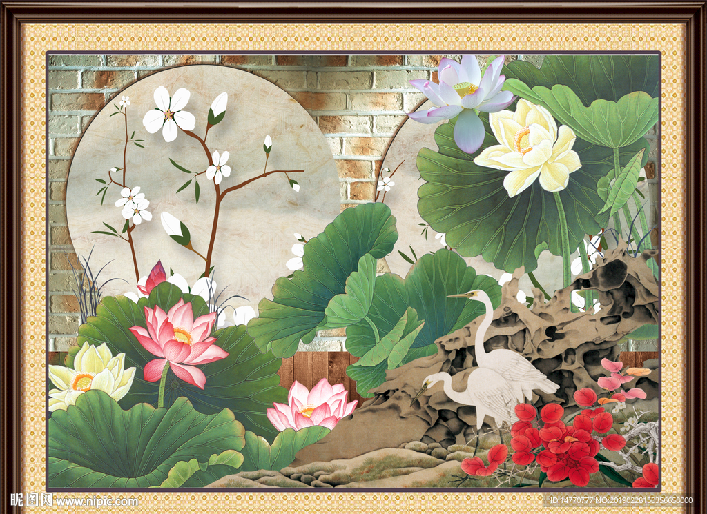 荷花国画