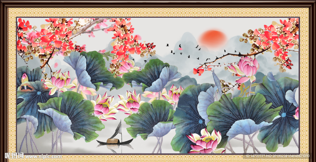 荷花国画