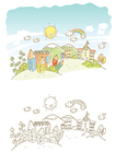 小清新卡通水彩插画图案