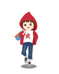 卡通逛街购物牛仔休闲女孩