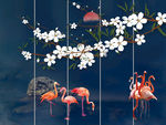 新中式山水花鸟背景墙