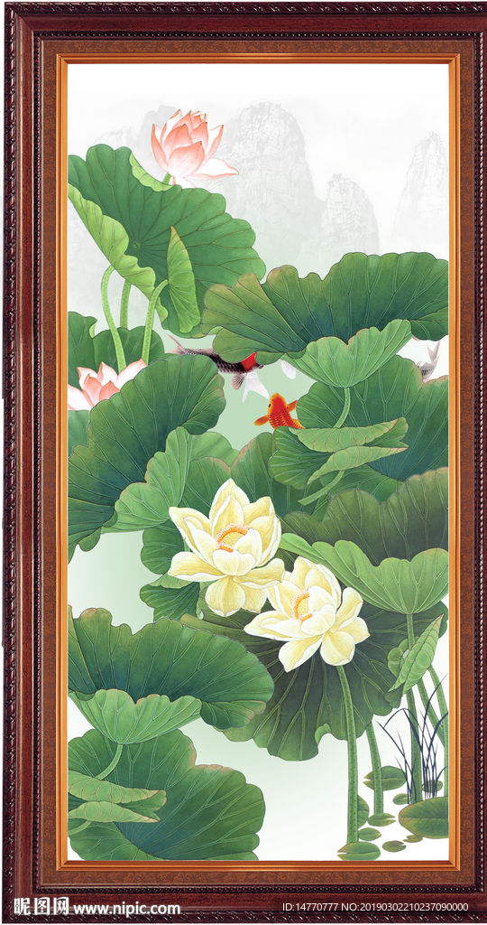 荷花竖幅