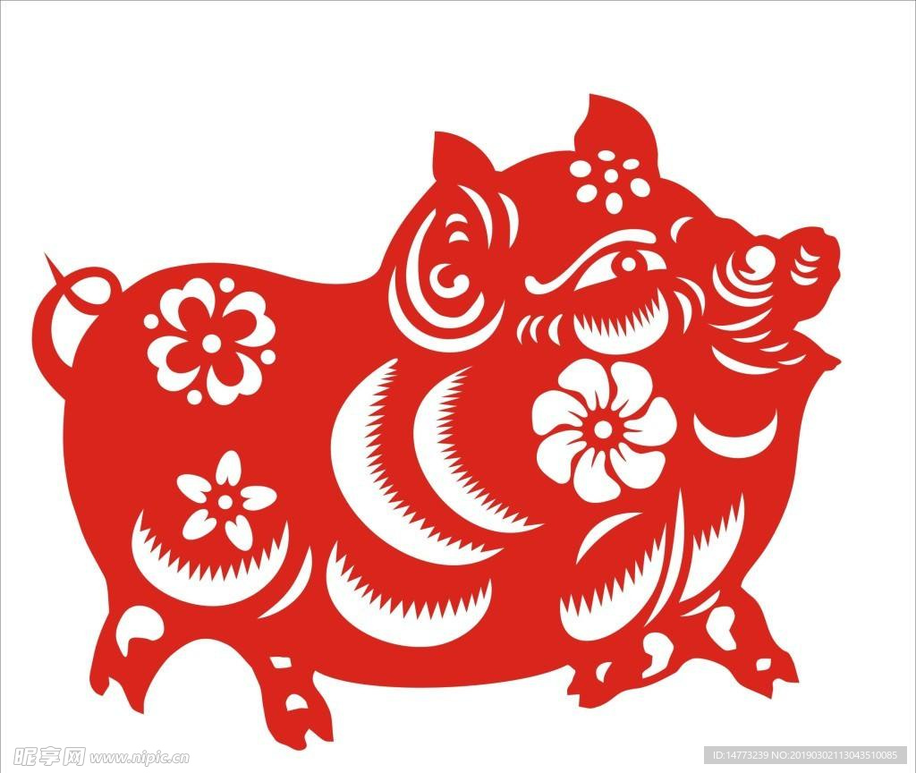 剪纸猪