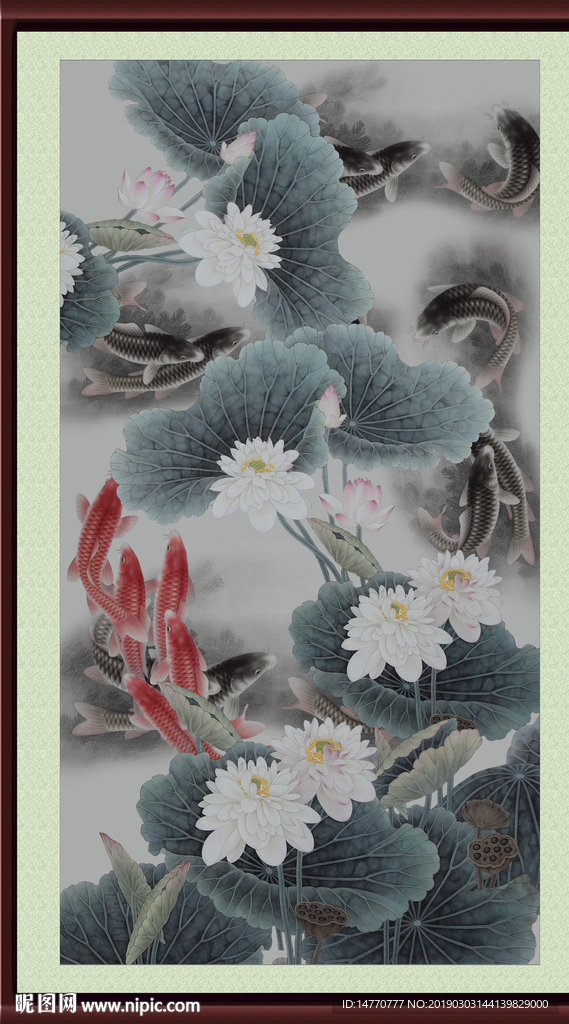 荷花国画