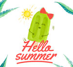可爱夏季绿色雪糕矢量素材