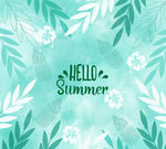 绿色你好夏季花卉和树叶矢量素材