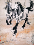 徐悲鸿 双马图