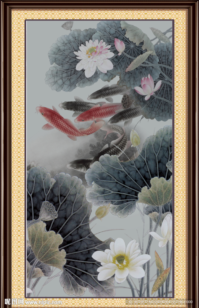 荷花鲤鱼图