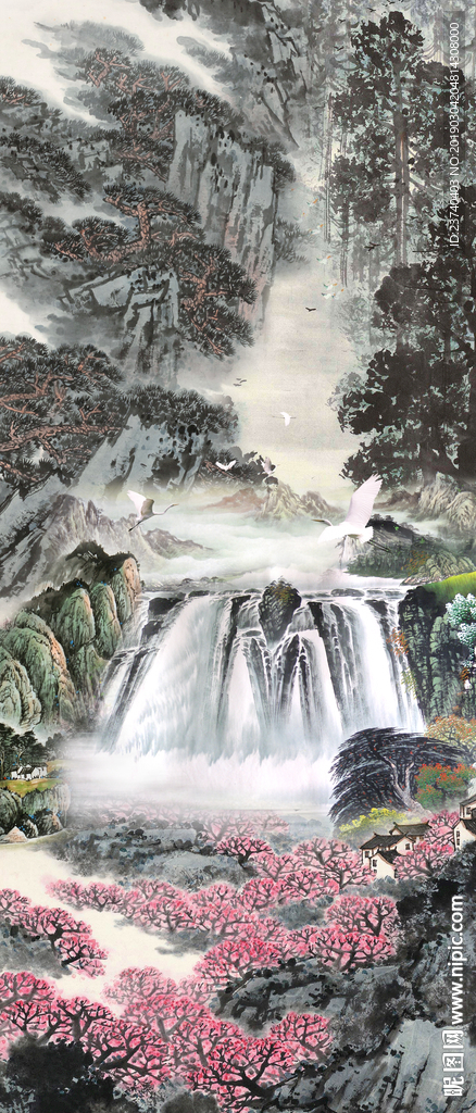 山水国画玄关