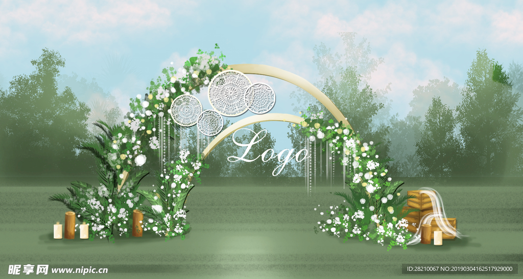 绿色森系户外婚礼效果图设计